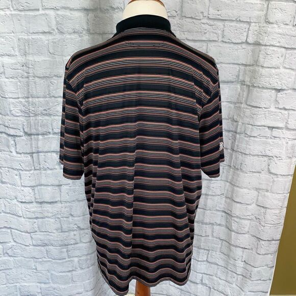 Under armour short sleeve 3 button polo black w/orange white stripes sz XXL men - Picture 9 of 9